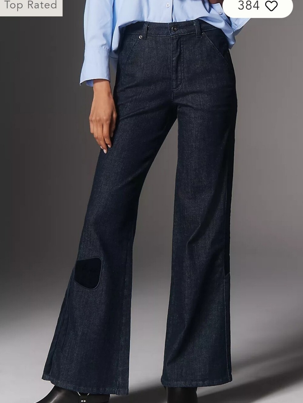 Maeve Bow Peep High Rise Flare Jeans